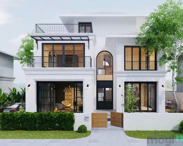 Mẫu nhà này gây ấn tượng mạnh với thiết kế độc đáo và nổi bật.
