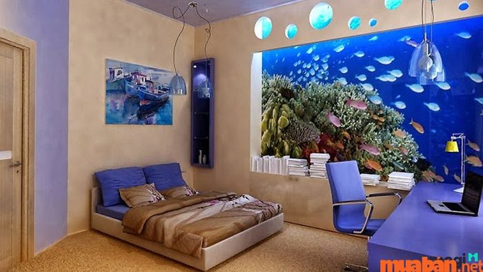 Không nên đặt bể cá trong phòng ngủ vì sẽ ảnh hưởng đến phong thủy giường ngủ vợ chồng.