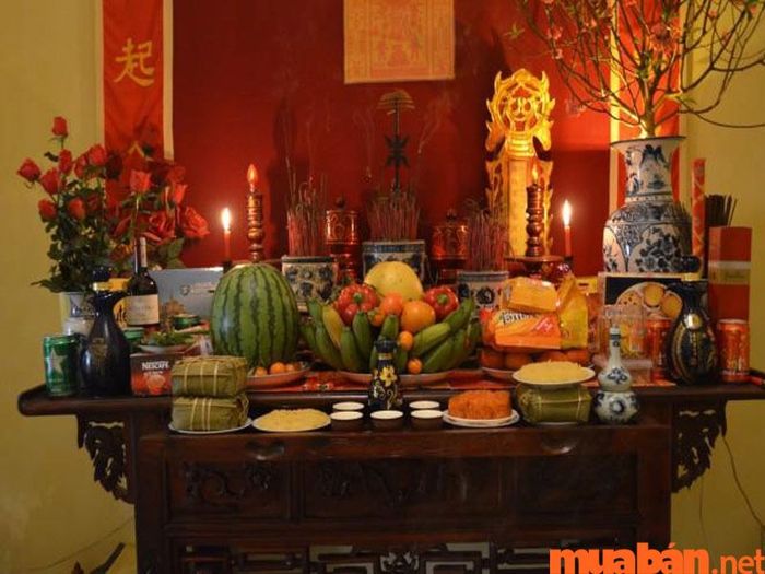 Mâm lễ cúng giao thừa trong nhà