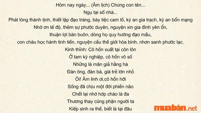 Bài cúng chúng sinh đúng chuẩn tâm linh