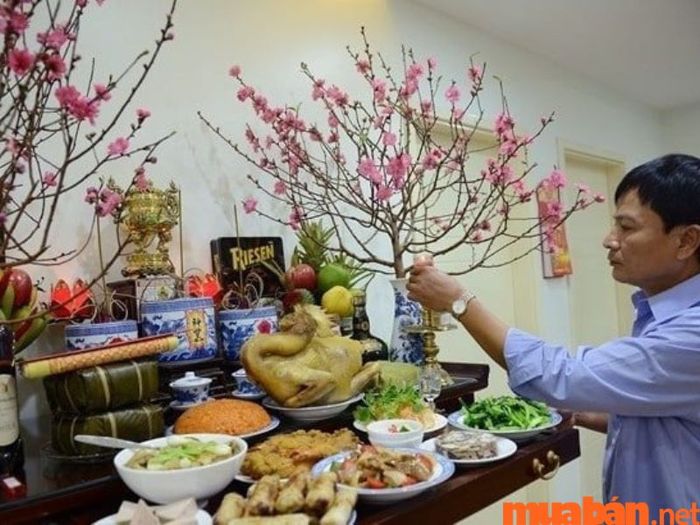 Sắp xếp đồ cúng giao thừa trong nhà