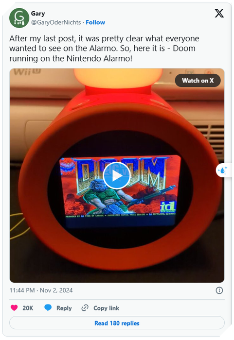 Modder tiếp tục thành công khi đưa game Doom lên đồng hồ Alarmo Clock của Nintendo.