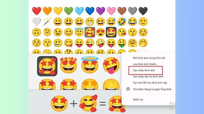 Cách thực hiện ghép biểu tượng cảm xúc miễn phí qua Emoji Kitchen Browser - bước 3