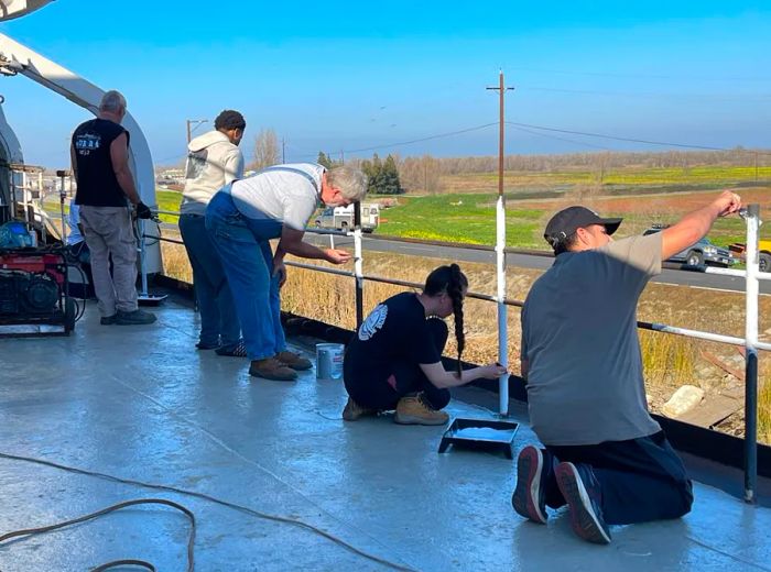 Willson has been restoring the ship, which is docked at a marina in Little Potato Slough, California, with the help of volunteers.