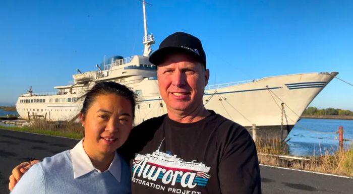 Chris Willson and his partner Jin Li now reside aboard the cruise ship that Willson purchased back in 2008.