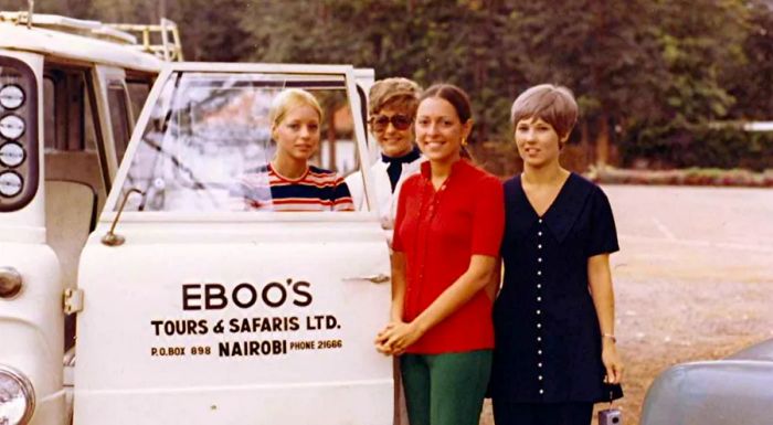 Jocelyne and her Pan Am colleagues took full advantage of their layovers, exploring destinations all over the world. Here, they’re on a safari in Nairobi.