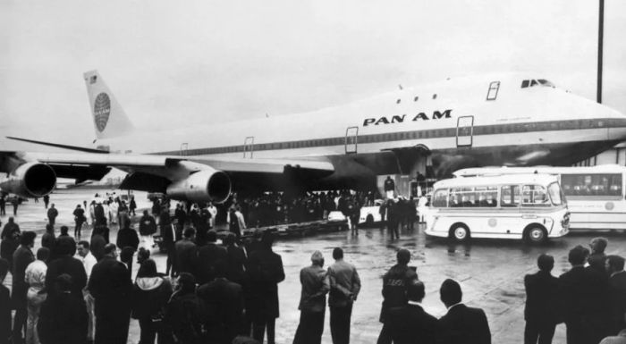 Jocelyne fondly recalls being part of the first Boeing 747 flight between Paris and New York. The iconic Boeing 747 is pictured here just after landing at London's Heathrow Airport on January 22, 1970.