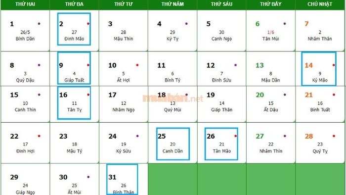 Những ngày tốt để cắt tóc trong tháng 7 năm 2024