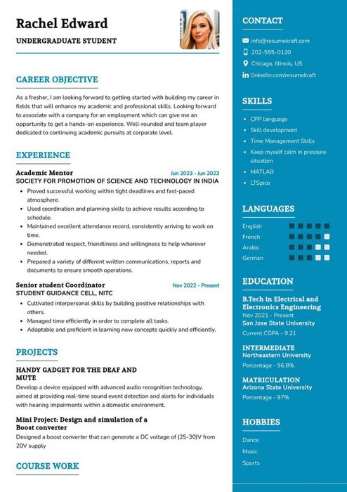 Mẫu CV tiếng Anh cho sinh viên hiện còn đi học