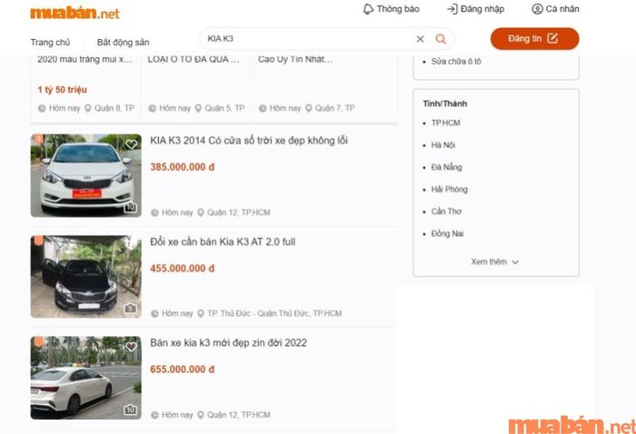 Khám phá các dòng xe KIA K3 đã qua sử dụng ngay tại Mytour để tìm chiếc xe phù hợp với nhu cầu của bạn.