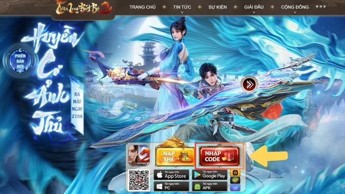 Hướng dẫn nhập mã Thiên Long Bát Bộ - Bước 1
