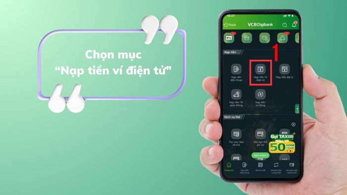 Hướng dẫn chuyển tiền từ Vietcombank sang MoMo sử dụng VCB - bước 1