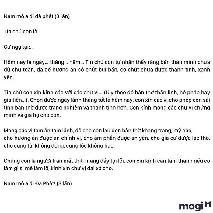 Lời văn khấn bao sái bàn thờ trước khi tiến hành rút chân nhang