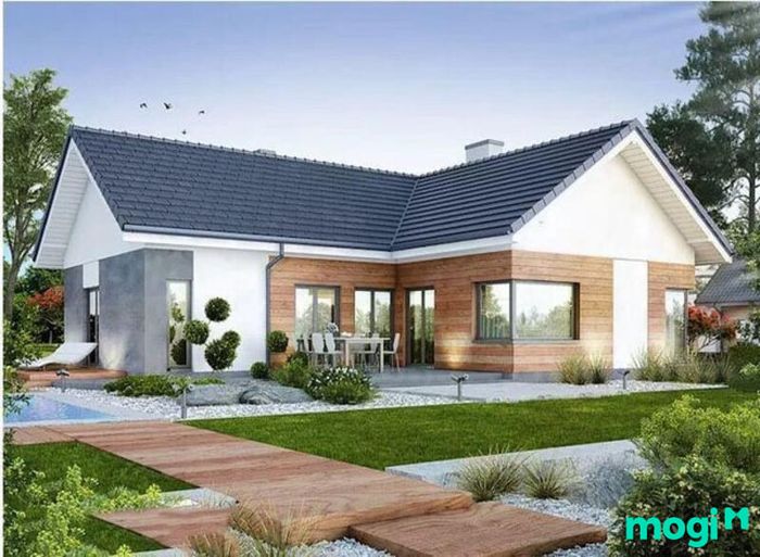Nhà chữ L với mái tôn