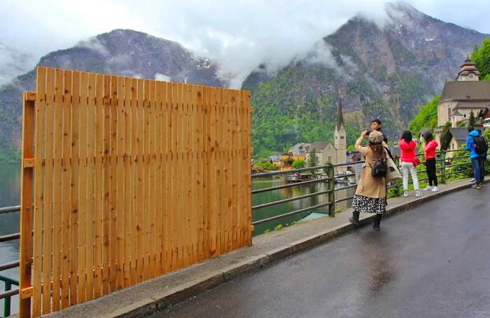 Enough is enough: The Austrian village of Hallstatt erected a fence to stop selfie-obsessed tourists.