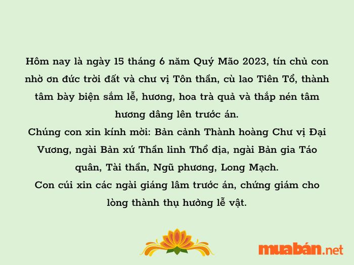 Văn khấn rằm tháng 6 cúng gia tiên