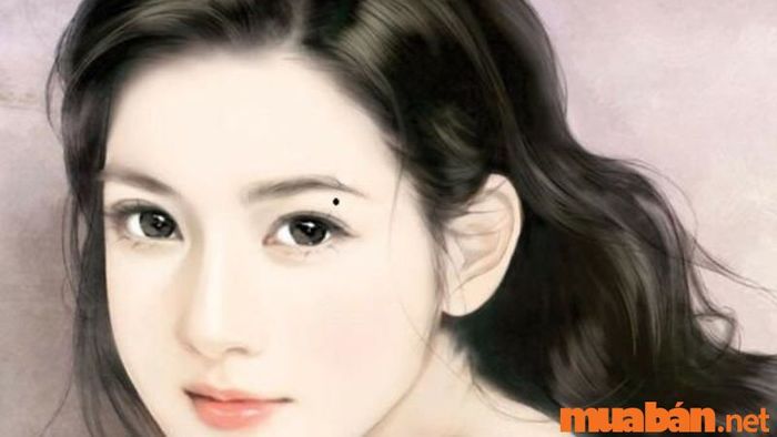 Nốt ruồi trên mí mắt trái của nữ giới