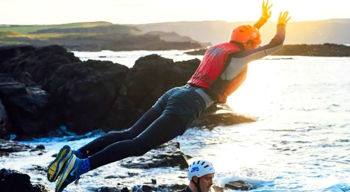 Rain or shine, coasteering delivers a rush of excitement and adrenaline.