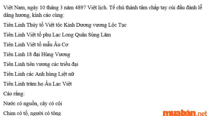 Văn tế giỗ tổ Hùng Vương - Phần 1