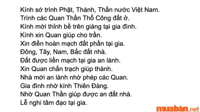 Lời khấn lễ tạ khi công việc sửa nhà đã hoàn thành