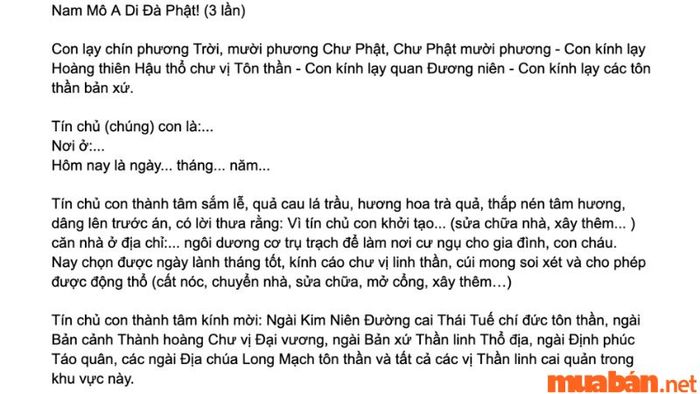Văn khấn cúng lễ động thổ