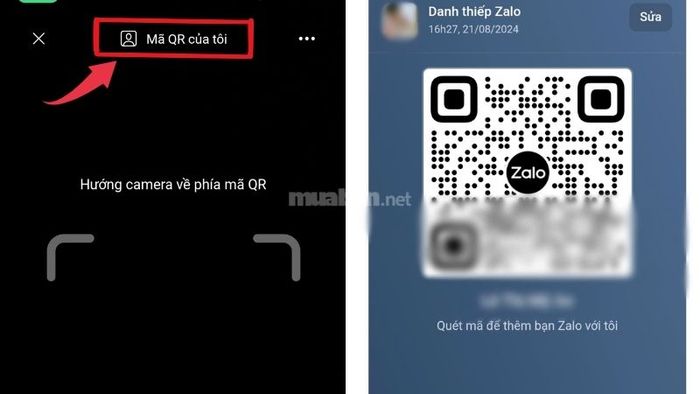 Chia sẻ mã QR cá nhân với người khác khi không thể quét mã trực tiếp