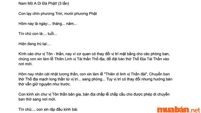Lễ văn khấn di chuyển bàn thờ để tiến hành sửa nhà