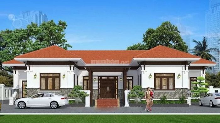 Nhà chữ U theo phong cách mái Thái đơn giản nhưng rất ấn tượng