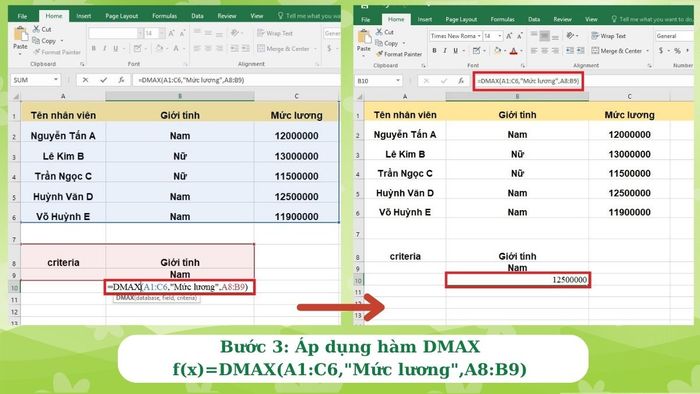 hàm DMAX trong Excel