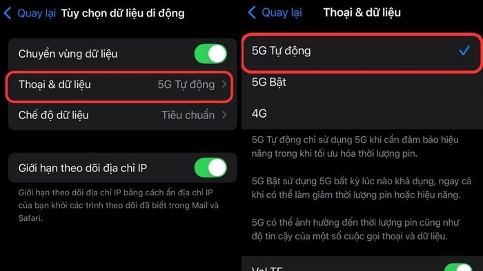 Hướng dẫn bật mạng 5G trên iPhone - Bước 3