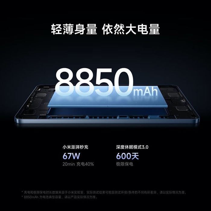 Xiaomi Pad 7 Series trang bị viên pin dung lượng lớn