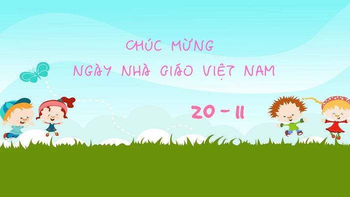 Mẫu background 20/11 phù hợp cho các bé mầm non, tươi sáng và dễ thương