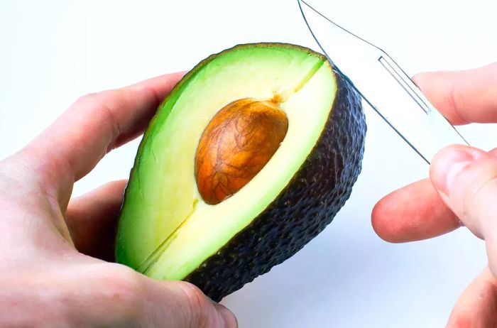 An Avocado Cut into Quarters