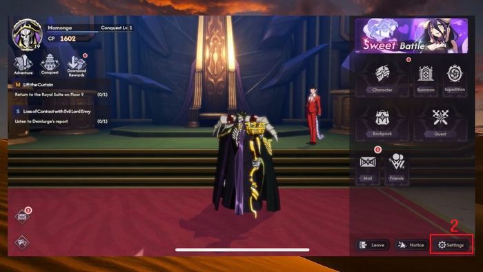 Hướng dẫn nhập code Lord Of Nazarick - Bước 2