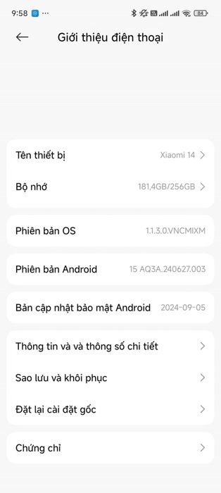 Xiaomi 14 sau khi cập nhật lên Android 15