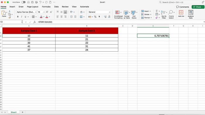 Cách tính độ lệch chuẩn trong Excel