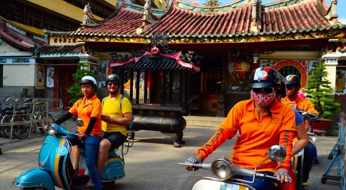 One of the most iconic ways to navigate the bustling streets and highways of Ho Chi Minh City is by taking a ride on a Vespa.