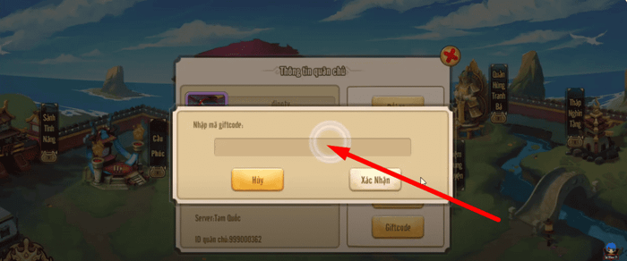 Hướng dẫn nhập mã code 3Q Tiểu Tam Quốc - Bước 3