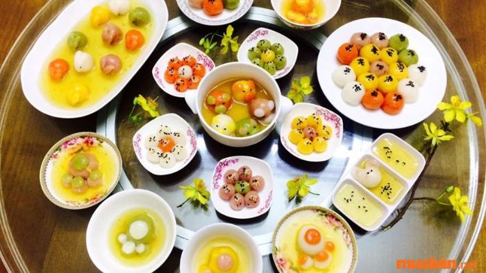 Mâm cúng chay Tết Thanh Minh với nhiều sắc màu đa dạng và sinh động