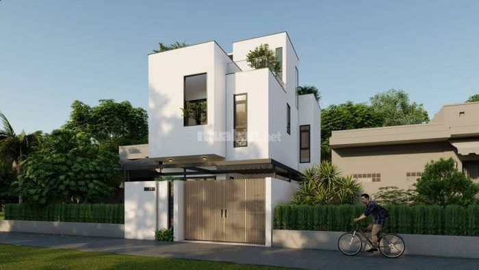 Mẫu thiết kế nhà 2 tầng 1 tum mái tôn