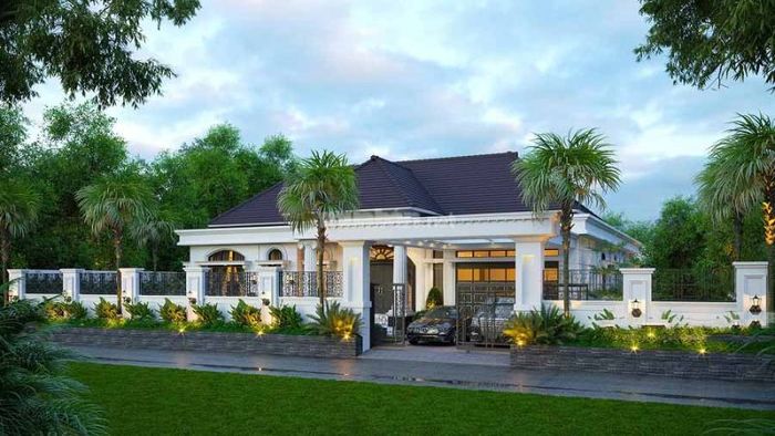 Nhà cấp 4 tân cổ điển tích hợp gara ô tô tiện lợi.