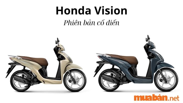 Honda Vision 2024 Phiên Bản Cổ Điển - Màu vàng đen bạc, xanh đen bạc