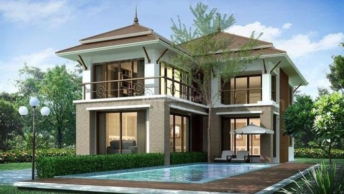 Nhà 2 tầng 1 tum mái tôn phong cách chữ L