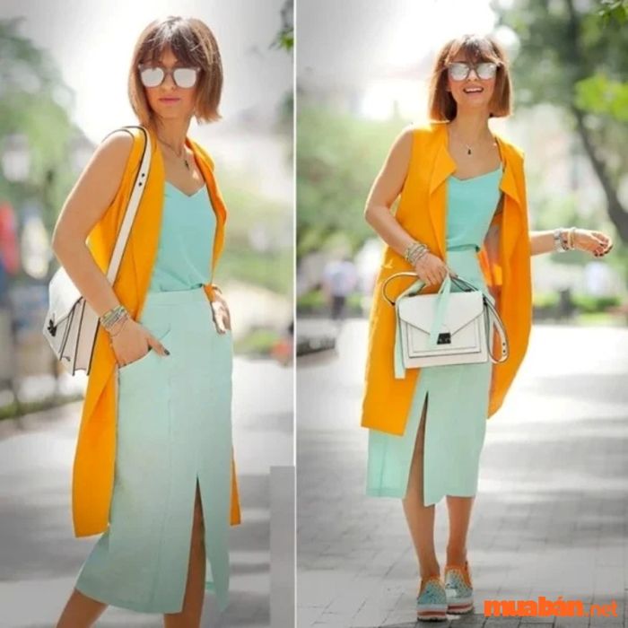 Màu cam phối hợp với các màu pastel