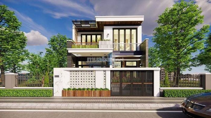 Nhà 2 tầng 1 tum mái tôn với thiết kế hiện đại
