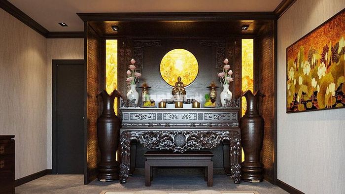 Mẫu thiết kế nội thất phòng thờ trong không gian sống