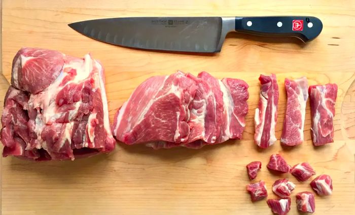 Cutting meat into cubes made easy