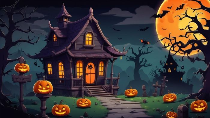 Tranh Halloween với phong cách đơn giản nhưng cuốn hút