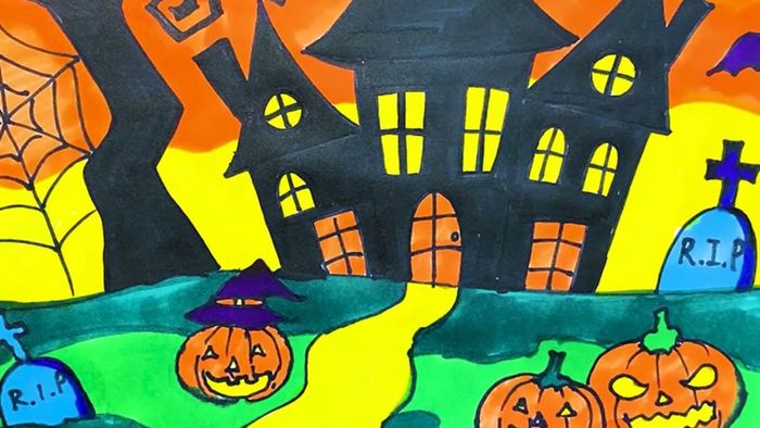 Tranh Halloween với những nét vẽ đơn giản nhưng nổi bật