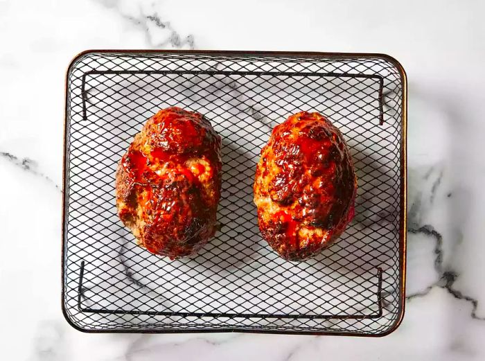 Meatloafs coated with glaze